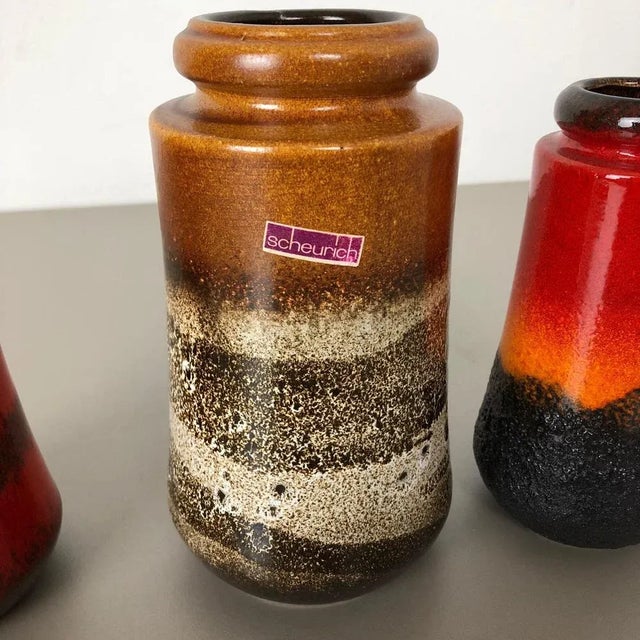 Black Fat Lava Ceramic 549 Vases from Scheurich, Germany, 1970s, Set of 3 For Sale - Image 8 of 18