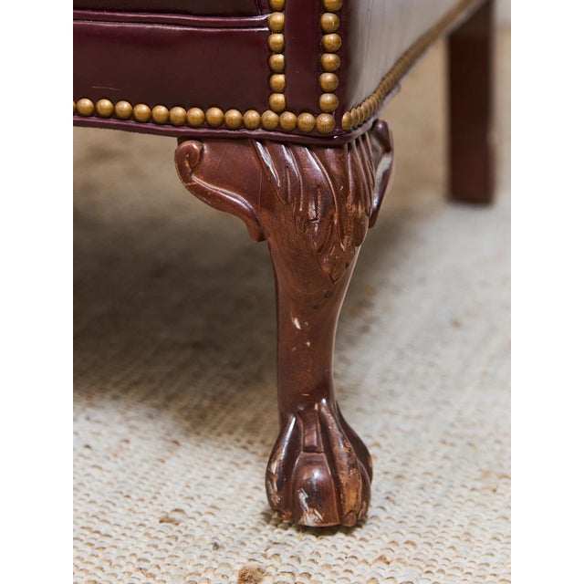 Wine Mid 20th Century Chesterfield Vintage Rolled Arm Librarian, Sofa For Sale - Image 8 of 12