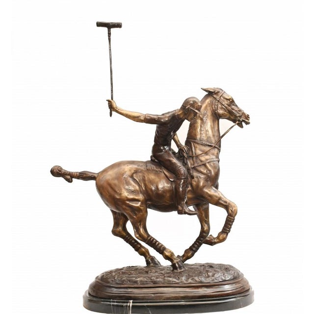 Unknown, Polo Player Horse Jockey Statue, Bronze For Sale - Image 10 of 18