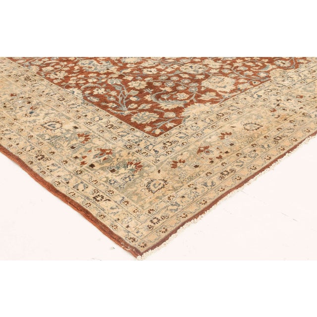 Early 20th Century Antique Persian Tabriz Brown, Blue Handmade Wool Rug For Sale - Image 5 of 5