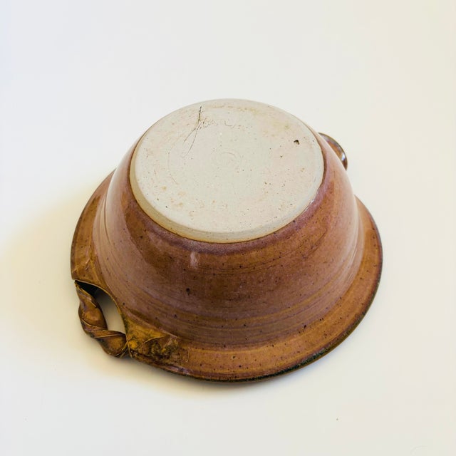 Vintage Purple Flower Studio Pottery Bowl For Sale - Image 9 of 10