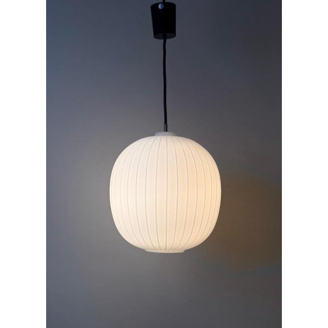 Opal Glass Bologna Pendant Light attributed to Aloys Gangkofner for Peill & Putzler, 1950 For Sale - Image 9 of 17