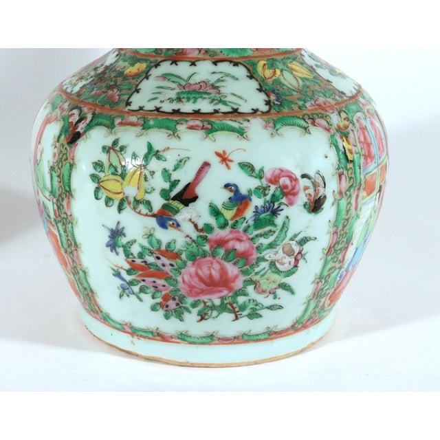 Chinese Export Porcelain Bottle-Form Rose Medallion Vases For Sale - Image 9 of 18