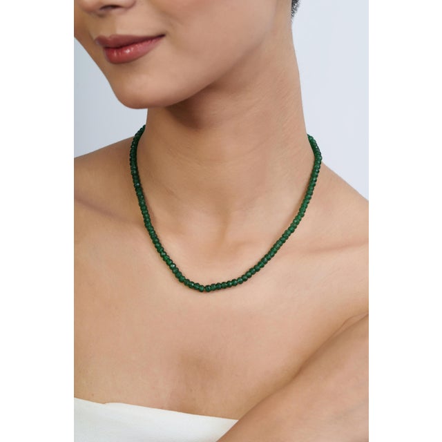 The Estate 60 Ct Natural Green Onyx Beaded Single-Strand Necklace with Silver Clasp adds a classic and versatile touch to...