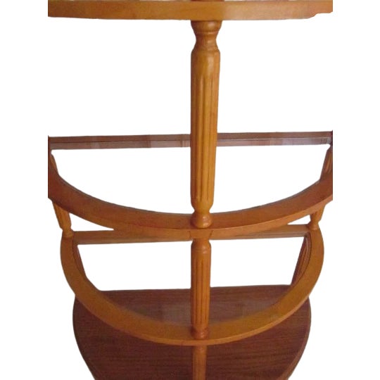 1980s 1980s Corner Curio Bookcase 4-Shelf Glass Light Wood Tone For Sale - Image 5 of 11