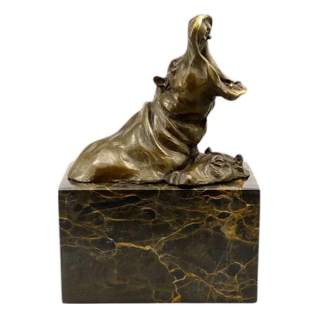 Bronze Little Hippo Statue For Sale