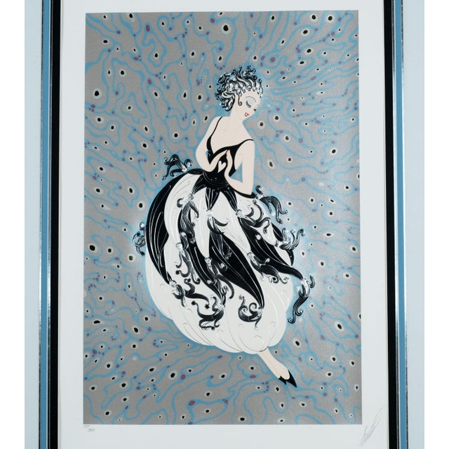 Art Deco Erte "Tuxedo" Hand Signed & Numbered Limited Edition 177/300 Framed & Matted Serigraph For Sale - Image 3 of 11