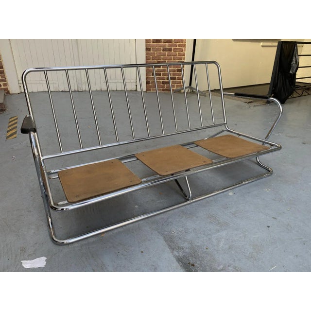 Textile Modernist Chrome Sofa For Sale - Image 7 of 11