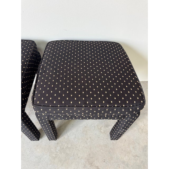 Black 1980’s Postmodern Milo Baughman Parsons-Style Upholstered Ottomans – A Pair For Sale - Image 8 of 11