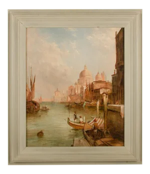 Late 19th Century "S. Maria Della Salute, Venice" Oil Painting by Alfred Pollentine, Framed