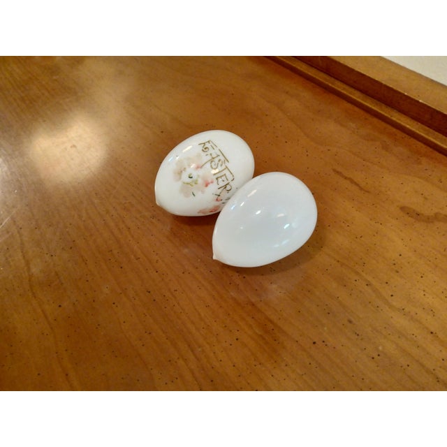Victorian Vintage Antique Victorian Hand Blown, Hand Painted Glass Easter Eggs (2) For Sale - Image 3 of 4