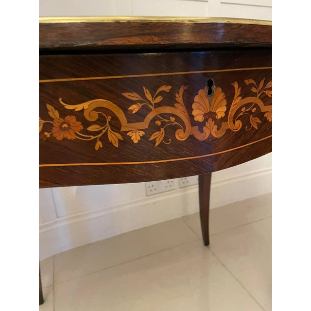 Brown Antique French Rosewood Marquetry Inlaid Centre Table For Sale - Image 8 of 18