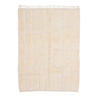 Subtle Abstract Grid Hand-Knotted Moroccan Wool Rug | 10'0" X 7'4" | One of a Kind For Sale
