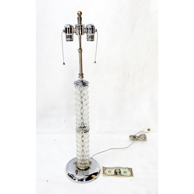 Large Crystal and Chrome Mid-Century Modern Table Lamps For Sale - Image 6 of 14