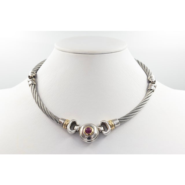 Late 20th Century Italian Yurman Style Sterling Silver Cable Collar Necklace For Sale - Image 12 of 12