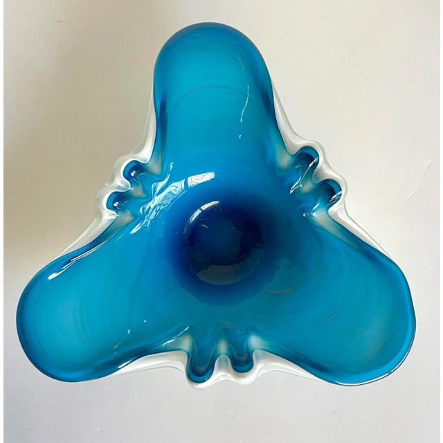 Vintage Blue and White Murano Art Glass Bowl For Sale - Image 11 of 11