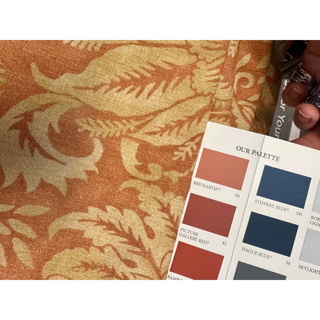 Rustic European Cotton/Linen Terra Cotta Print Blackout Drapery Panels-A Set For Sale - Image 11 of 12