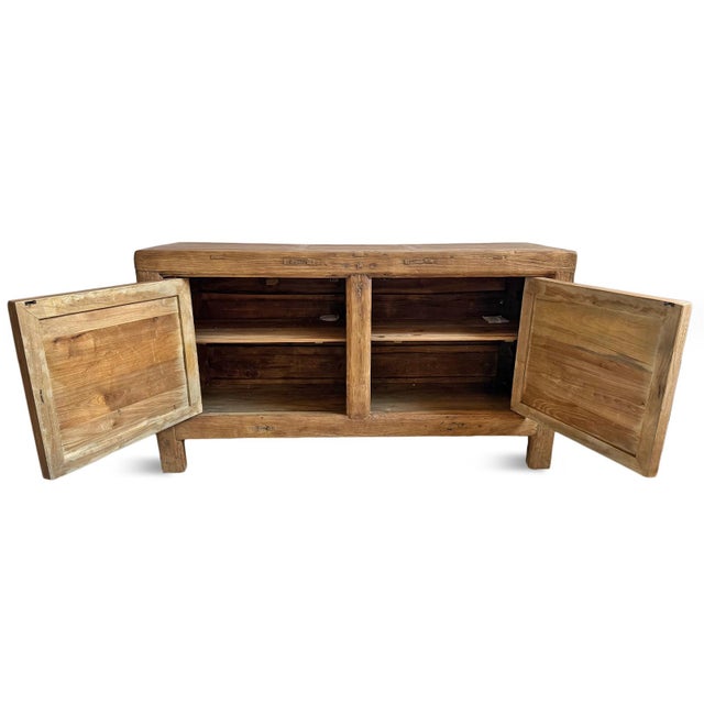Rustic Antique Brick Elm Sideboard For Sale - Image 3 of 10
