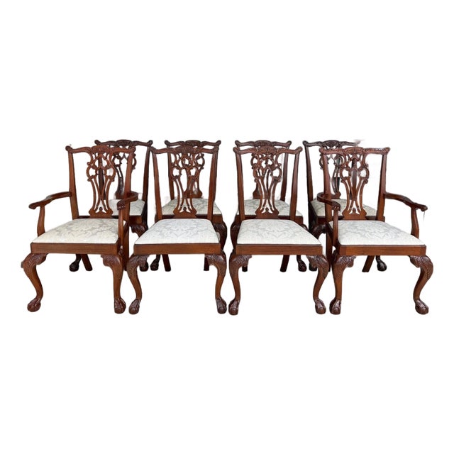 Set of 8 Hickory Chair Chippendale Dining Chairs For Sale