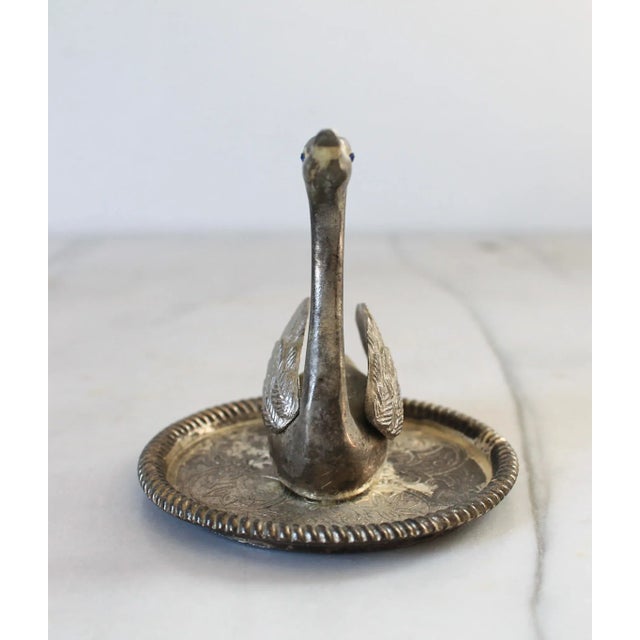 Vintage Silver-Plated Metal Swan Ring Holder / Trinket Dish For Sale In Milwaukee - Image 6 of 10