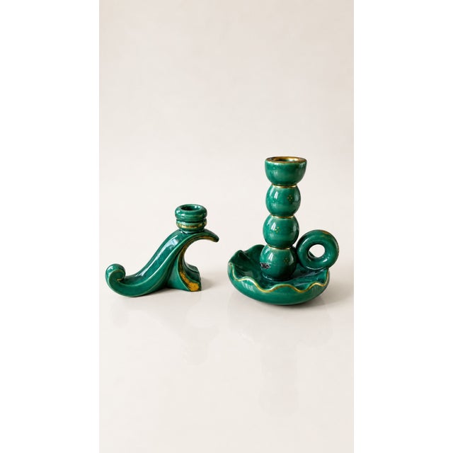 Art Deco Bohemian Ceramic Candleholders, 1969, Set of 2 For Sale - Image 4 of 4
