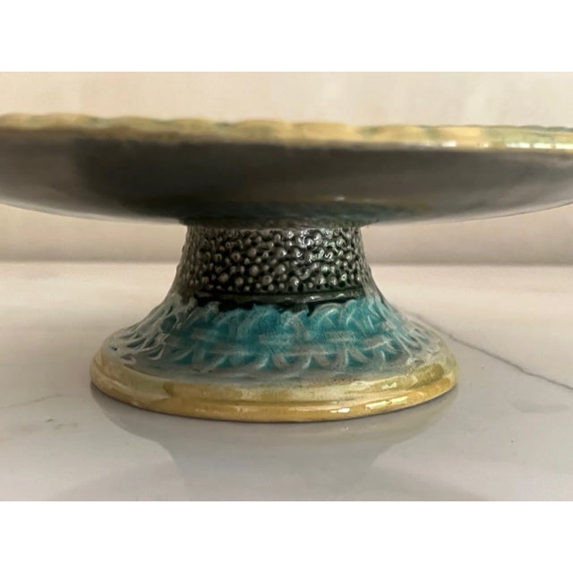 Victorian Antique Majolica Cake Plate For Sale - Image 3 of 9