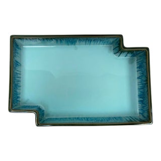 Japanese Mid 20th Century Glazed Ceramic Ikebana Tray With Interlocking Squares Form For Sale