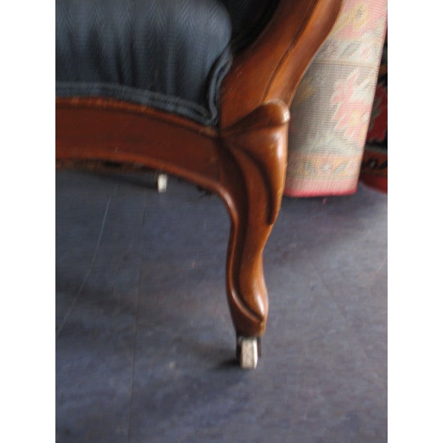 Late 19th Century Antique Victorian Ornate Heavily Carved Walnut Loveseat For Sale - Image 9 of 16