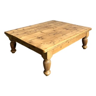 Vintage Boho Knotty Pine Farm Coffee Table For Sale