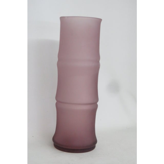 Mid 20th Century Purple Frosted Glass Vase Vintage Bamboo Hooped Mid Century Modern Style 4746b For Sale - Image 5 of 11