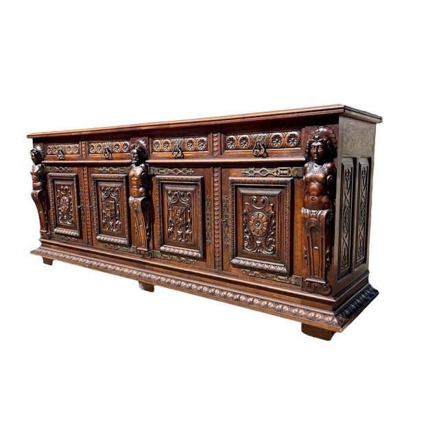 Renaissance Style Oak Buffet For Sale - Image 6 of 13