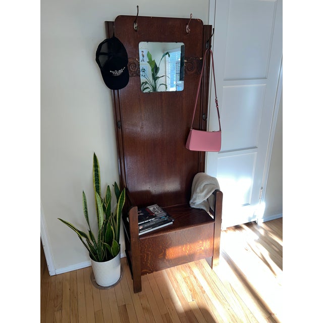 Antique Harris Lebus Quarter-Sawn Oak Hall Tree - Restored For Sale - Image 9 of 18