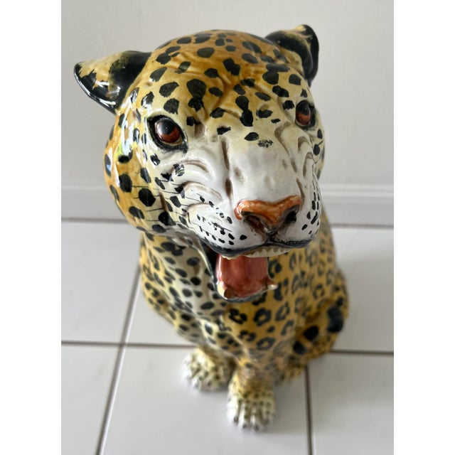 Italian Glazed Terracotta Leopard Figure, 1960s For Sale - Image 9 of 13