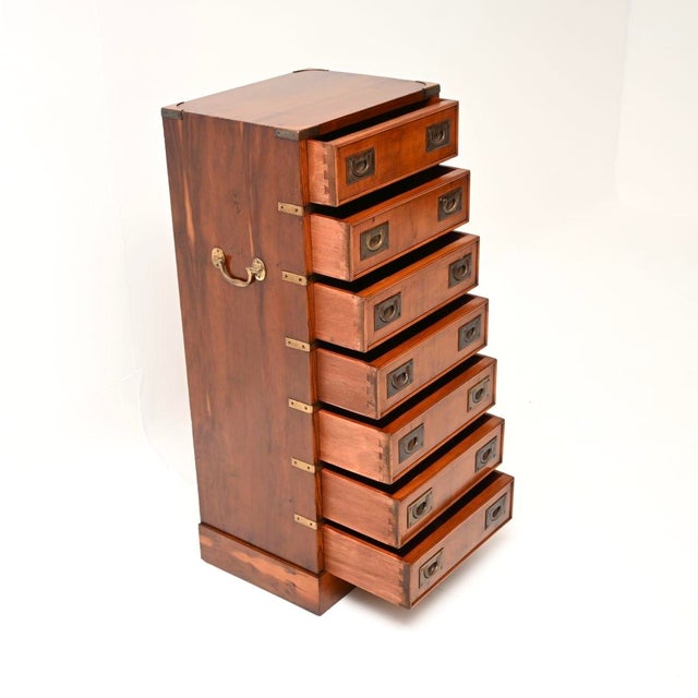Antique Yew Wood Military Campaign Chest of Drawers, 1950 For Sale - Image 3 of 11