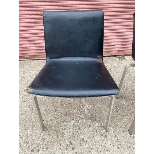 Black Jorgen Hoj for Johannes Hansen Aluminum and Leather Chairs 1962 For Sale - Image 8 of 12