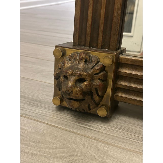 Neoclassical Late 20th Century Monumental Neoclassical Lion Head Wall Mirror With Brass Accents For Sale - Image 3 of 4