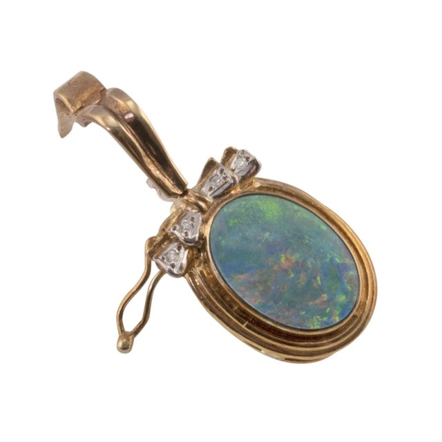 Early 21st Century Opal Enhancer Pendant on Pearl Necklace For Sale - Image 4 of 7