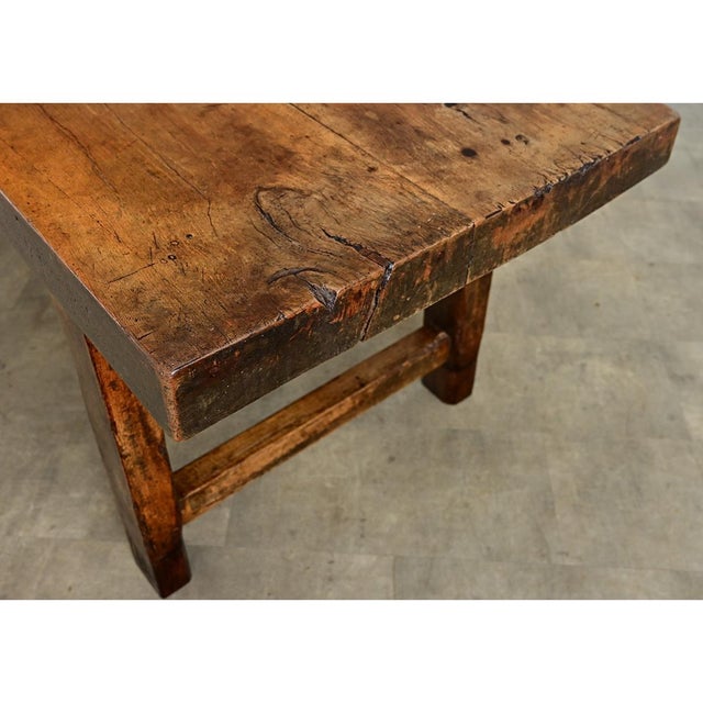 Brown French 19th Century Solid Beech Farm Table For Sale - Image 8 of 18