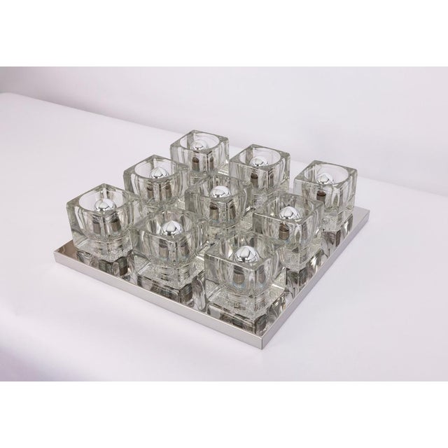 Mid-Century Modern Large Glass Flush Mount attributed to Peill & Putzler, Germany, 1970s For Sale - Image 3 of 10