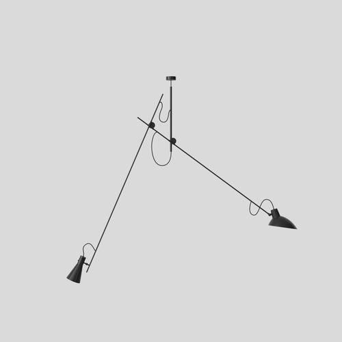Vv cinquanta suspension lamp design by vittoriano viganò this version is with black lacquered reflectors and black frame....