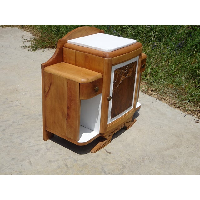 Large Art Deco Bedside Table in Light Wood, 1930s For Sale - Image 14 of 18