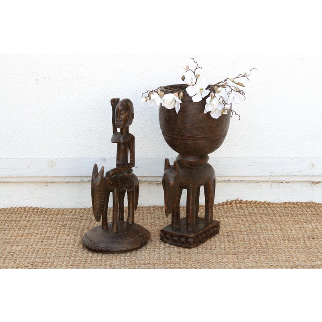 57" Tall Antique Dogon Equestrian Vessel Statue For Sale - Image 11 of 12