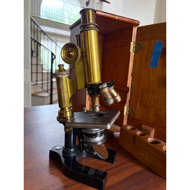 Early 20th Century Bausch & Lomb Brass Microscope in Original Cabinet For Sale - Image 14 of 18