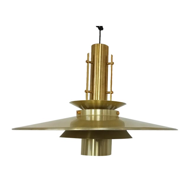 Large Danish Ceiling Lamp in Brass by T.H. Valentiner For Sale