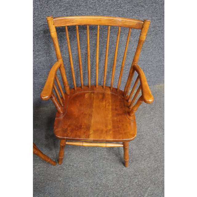 L. & j.g. Stickley Solid Cherry Fan Back Windsor Armchairs, Pair For Sale In Philadelphia - Image 6 of 15