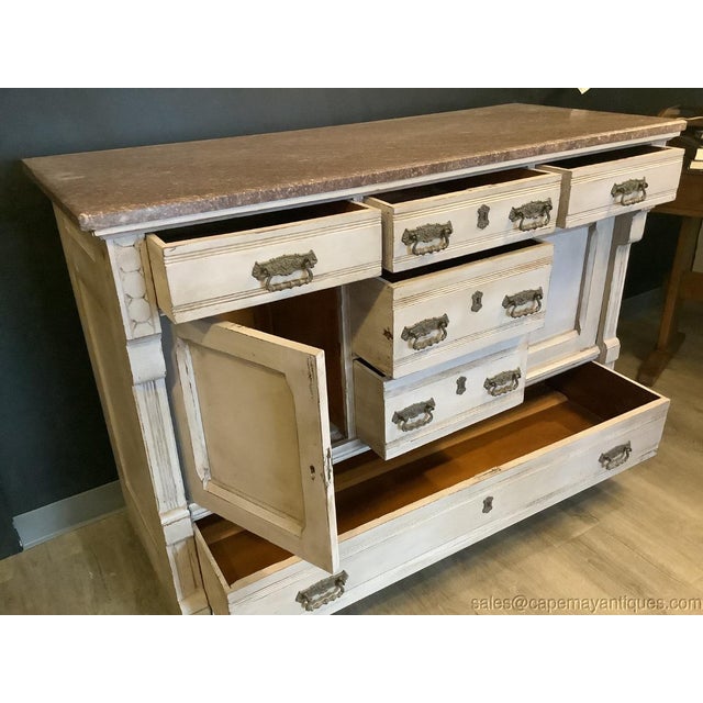 Antique Eastlake Sideboard Buffet Server Marble Top Dining Room Server