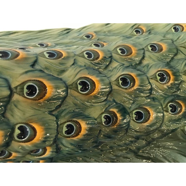 Blue Extraordinary Nymphenburg Hand Painted Porcelain Peacock, Signed and Dated 1912 For Sale - Image 8 of 10