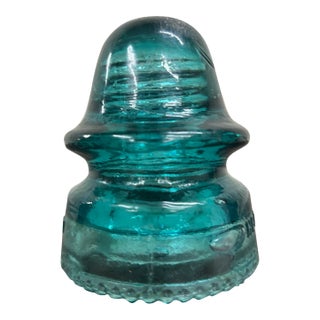 Vintage Hemingray 19 Aqua Teal Glass Insulator For Sale