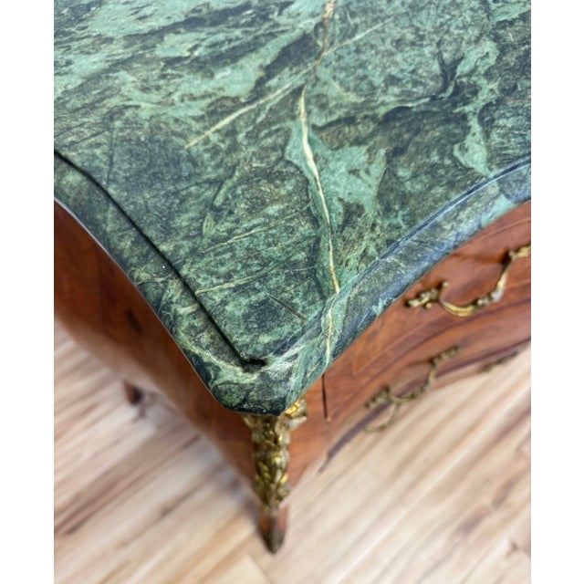 Brown Vintage French Louis XV Style Marble Top Commode Bombe Chest For Sale - Image 8 of 18