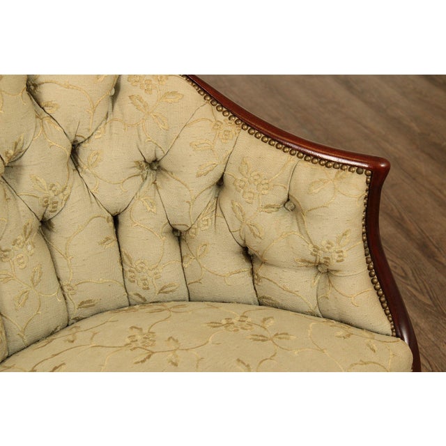 Late 20th Century Regency Style Vintage Mahogany Frame Settee For Sale - Image 5 of 12